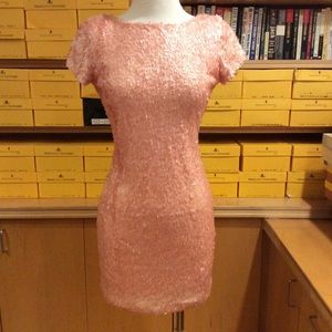 Rubber ducky pink sequins mini dress low back sz S